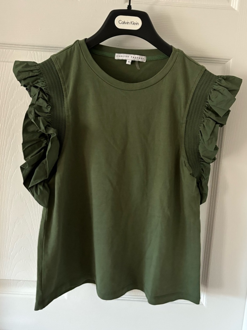 English Factory Olive Ruffle Sleeve Tee